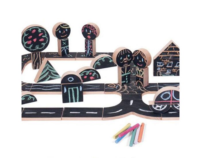 WODIBOW Circuit en bois et ardoise Chalking My Way - Ds 2 ans (3)