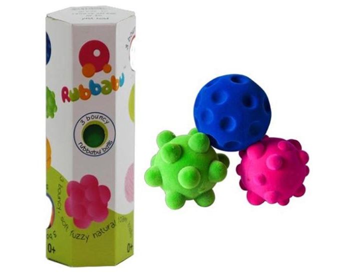 RUBBABU Set de 3 mini balles sensorielles - D�s 12 mois (1)