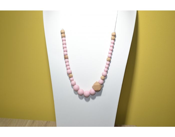 IRREVERSIBLE Collier d'allaitement - Silicone Rose et Bois (3)