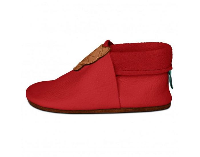 SEVIRA KIDS Chaussons Bb en Cuir Souple - Chaton Rouge (1)