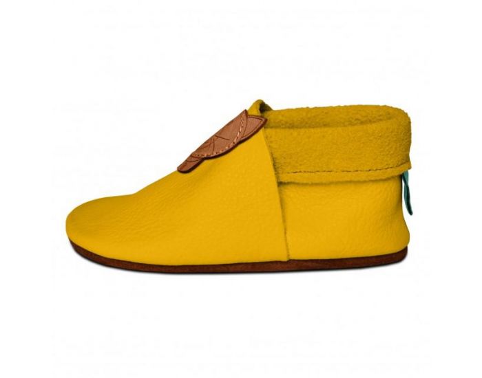 SEVIRA KIDS Chaussons Bb en Cuir Souple - Chaton Jaune (1)