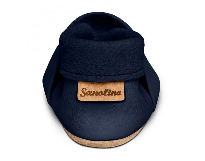 SEVIRA KIDS Chaussons Bb en Cuir Souple - Ourson Bleu Marine (2)