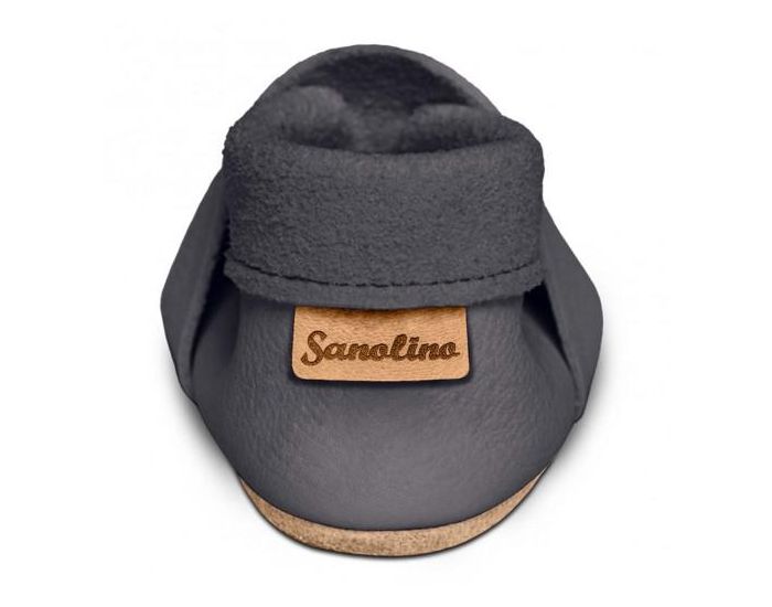 SEVIRA KIDS Chaussons Bb en Cuir Souple - Ourson Gris (2)