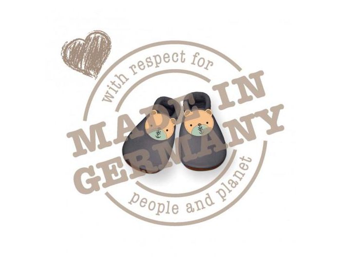 SEVIRA KIDS Chaussons Bb en Cuir Souple - Ourson Gris (4)