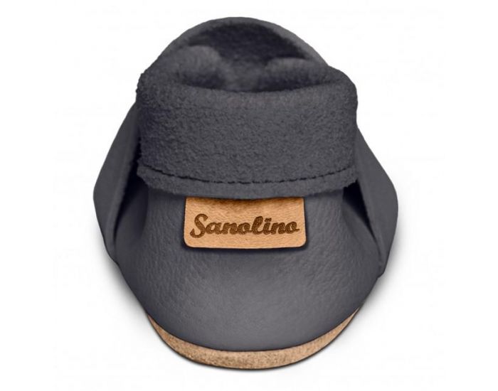 SEVIRA KIDS Chaussons Bb en Cuir Souple - Ourson Gris (8)