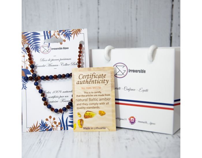 IRRVERSIBLE BIJOUX Box Bijoux d'Ambre Cognac & Lapis Lazuli  - Pour Parent & Bb. (7)