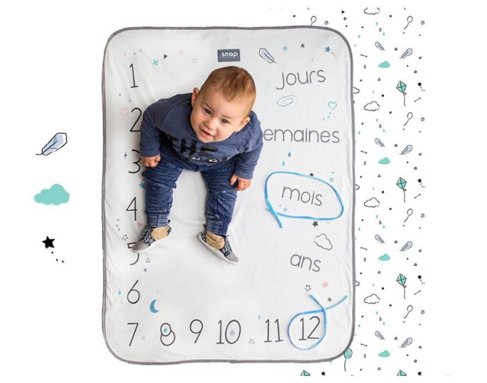 SNAP THE MOMENT Couverture 2 en 1 Photobooth 100% Coton - Minty white (12)