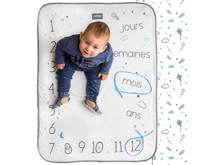 SNAP THE MOMENT Couverture 2 en 1 Photobooth 100% Coton - Minty white (14)