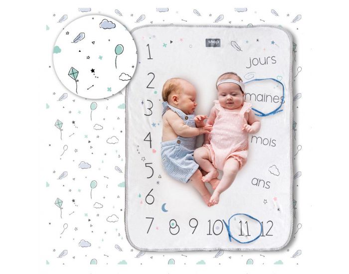SNAP THE MOMENT Couverture 2 en 1 Photobooth 100% Coton - Minty white (10)