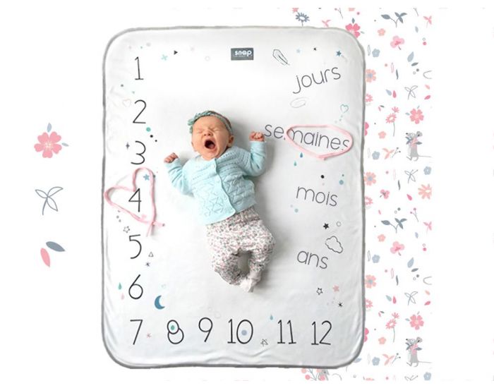 SNAP THE MOMENT Couverture 2 en 1 Photobooth 100% Coton - Rosy White  (11)