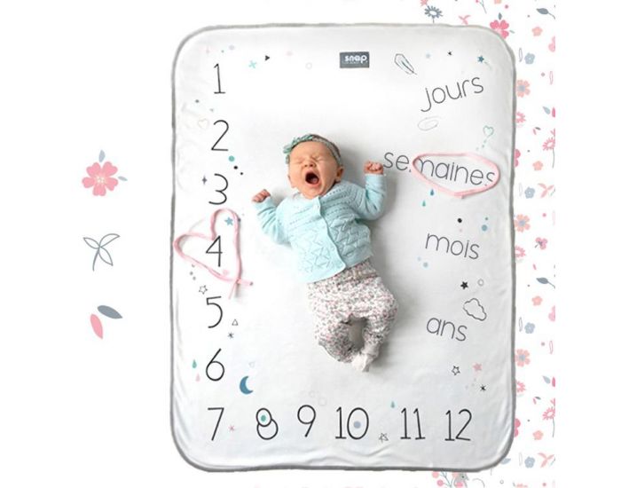 SNAP THE MOMENT Couverture 2 en 1 Photobooth 100% Coton - Rosy White  (3)