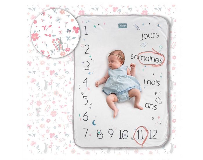 SNAP THE MOMENT Couverture 2 en 1 Photobooth 100% Coton - Rosy White  (9)