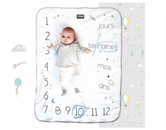 SNAP THE MOMENT Couverture 2 en 1 Photobooth 100% Coton - Pastel Grey (11)
