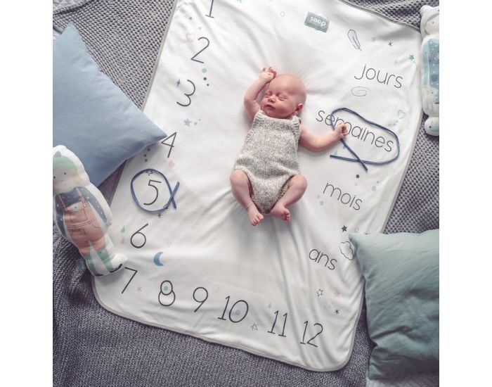 SNAP THE MOMENT Couverture 2 en 1 Photobooth 100% Coton - Pastel Grey (3)