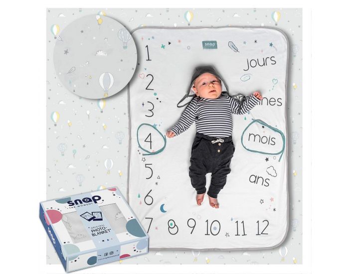 SNAP THE MOMENT Couverture 2 en 1 Photobooth 100% Coton - Pastel Grey (4)