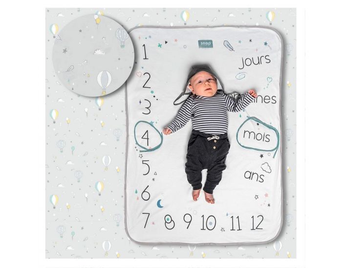 SNAP THE MOMENT Couverture 2 en 1 Photobooth 100% Coton - Pastel Grey (9)