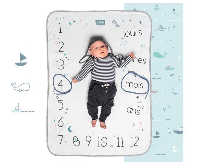 SNAP THE MOMENT Couverture 2 en 1 Photobooth 100% coton - Aqua marine (11)