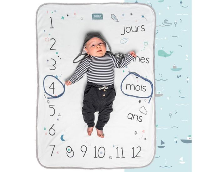 SNAP THE MOMENT Couverture 2 en 1 Photobooth 100% coton - Aqua marine (13)
