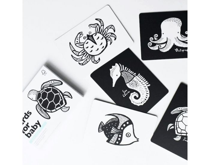 WEE GALLERY Bote de 6 cartes Imagier en Noir et Blanc - Ds la naissance (3)