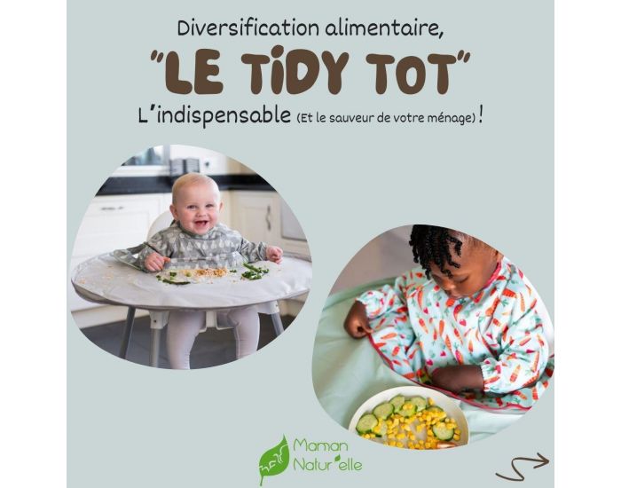 TIDY TOT Kit Bavoir et Plateau Transportable - Dove Grey (5)