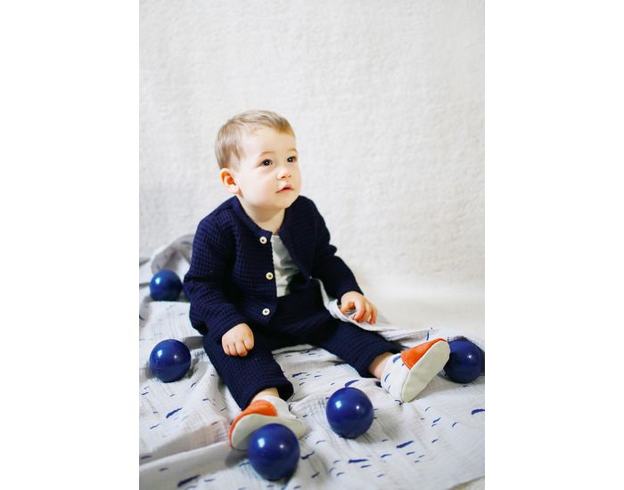 KAPOUNE Cardigan bb fille et garon Marine (1)