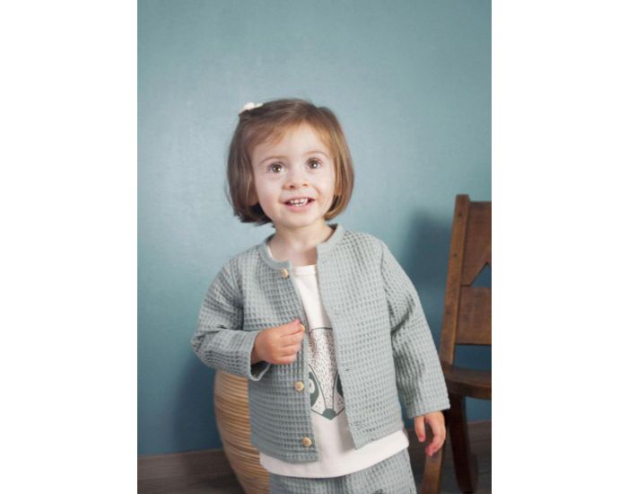 KAPOUNE Cardigan bb fille et garon Vert sauge (1)