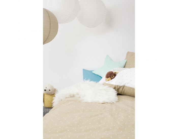 KADOLIS Housse de Couette bb en Coton bio Taupe Pois + taie (2)