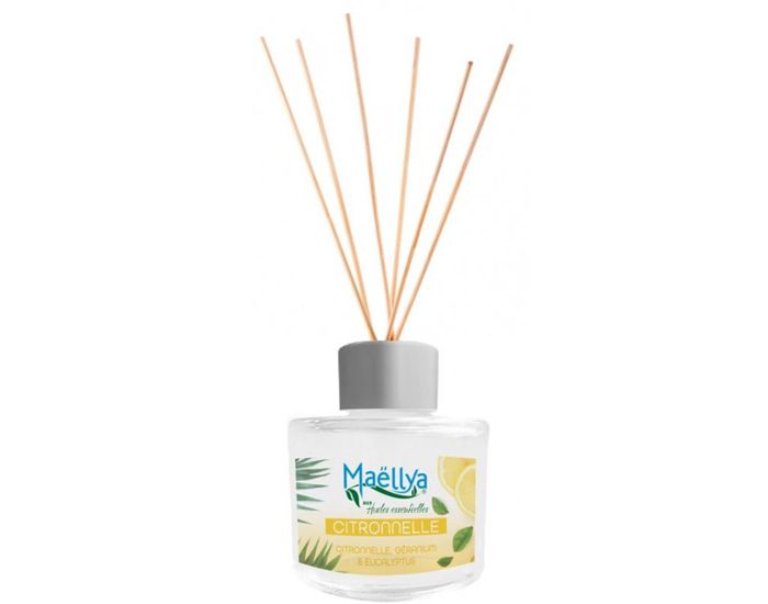 MAELLYA Lot de 2 Diffuseurs Btons Bio aux Huiles Essentielles Citronnelle Anti Volants - 40 ml (1)