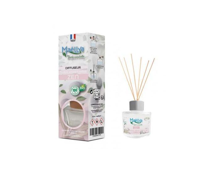 MAELLYA Lot de 2 Diffuseurs Btons Bio aux Huiles Essentielles Zen - 40 ml (2)