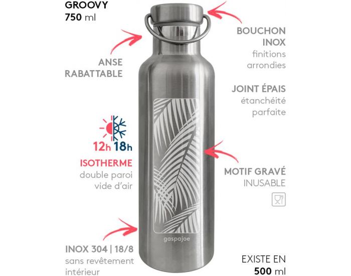 GASPAJOE Gourde en Inox Collection Groovy Grave - 750ml (3)