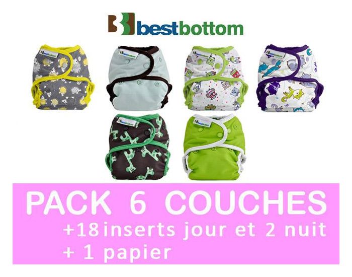 BEST BOTTOM PACK COMPLET Couches Lavables TE2 (Tout en 2) - Taille Unique (4-14kg) (6)
