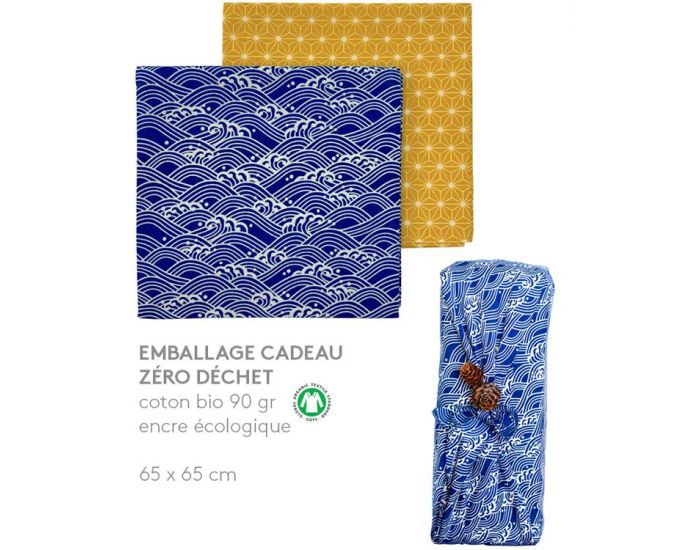 GASPAJOE Lot de 2 Furoshikis en coton Biologique (1)