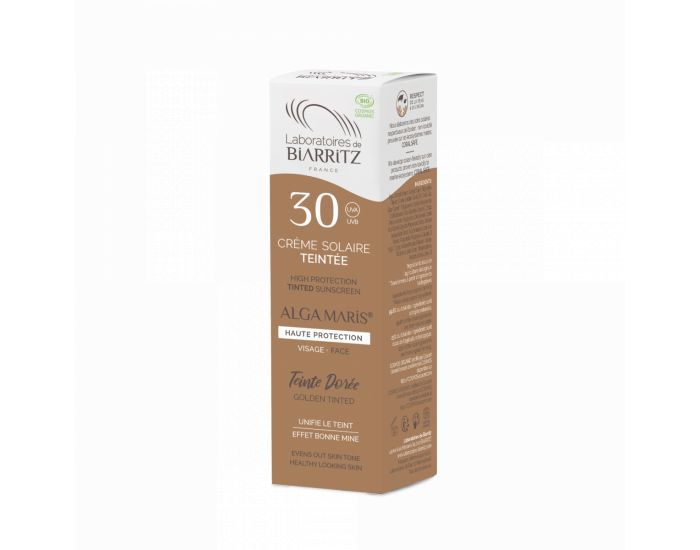 LABORATOIRES DE BIARRITZ Cr�me Solaire Visage Teint�e SPF30 Certifi�e Bio - 50ml Ambr�e (12)