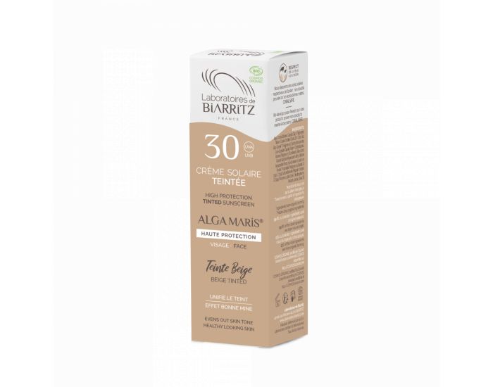 LABORATOIRES DE BIARRITZ Cr�me Solaire Visage Teint�e SPF30 Certifi�e Bio - 50ml Ambr�e (16)
