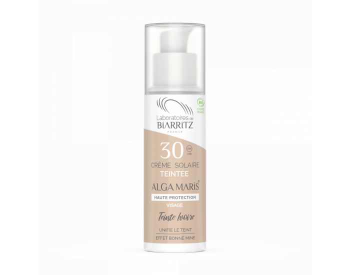 LABORATOIRES DE BIARRITZ Cr�me Solaire Visage Teint�e SPF30 Certifi�e Bio - 50ml Ambr�e (24)