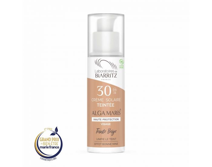 LABORATOIRES DE BIARRITZ Cr�me Solaire Visage Teint�e SPF30 Certifi�e Bio - 50ml Ambr�e (8)