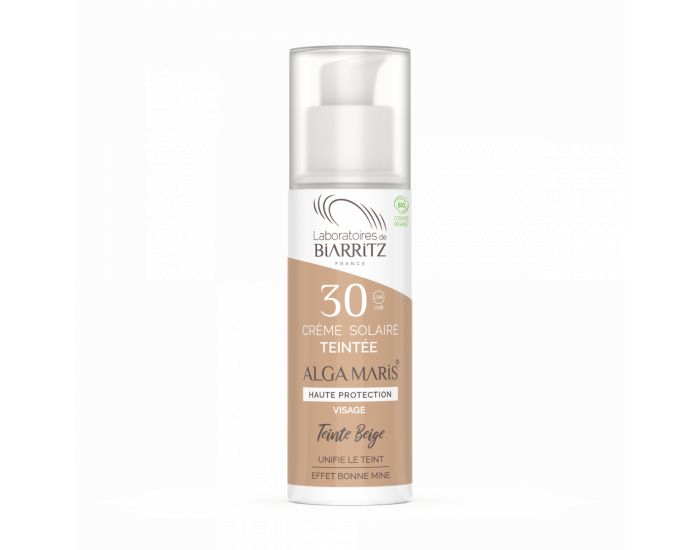 LABORATOIRES DE BIARRITZ Cr�me Solaire Visage Teint�e SPF30 Certifi�e Bio - 50ml Ambr�e (10)