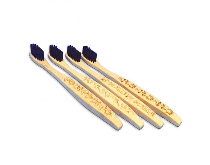AKOYA Pack de 4 Brosses � Dents Bambou Enfant (4)
