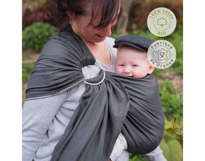 NEOBULLE Porte-b�b� NEO SLING Anthracite Coton Bio - NEOBULLE (6)