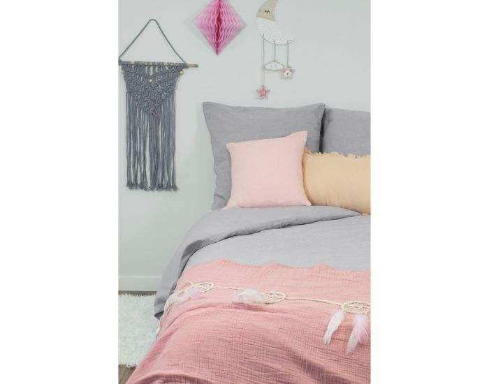 KADOLIS Housse de Couette Enfant en Coton bio et Lin + 1 Taie d'Oreiller (8)