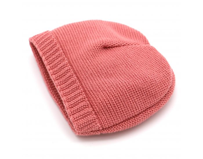PREMIERS MOMENTS Bonnet Tricot� en Coton Bio -  Corail  (1)