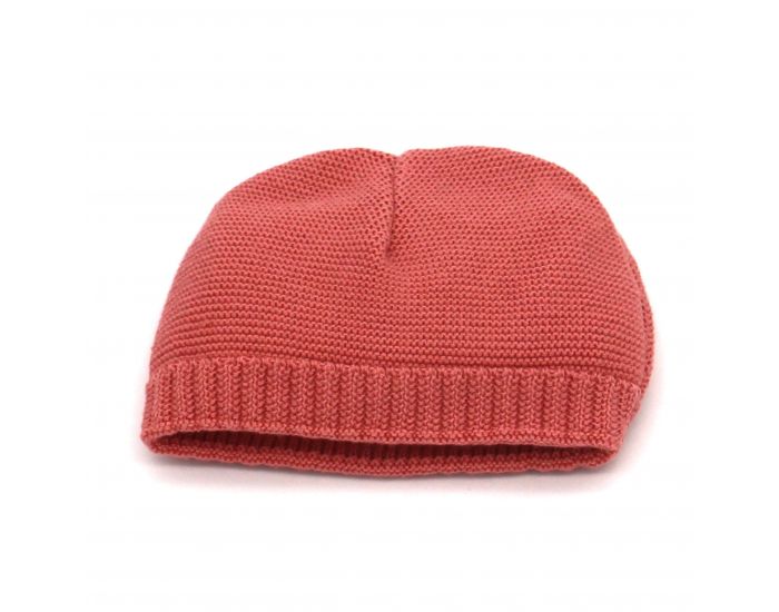PREMIERS MOMENTS Bonnet Tricot� en Coton Bio -  Corail  (2)