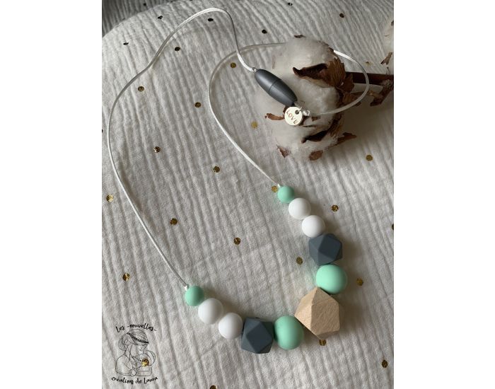 MAWEN MATERNE Collier d'Allaitement, de Dentition Bois et Silicone - Mint & Grey (3)