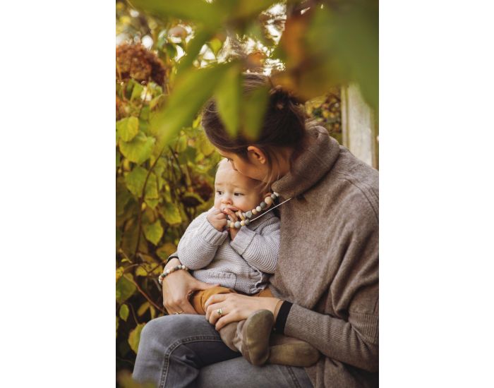 MAWEN MATERNE Collier d'Allaitement, de Dentition Bois et Silicone - Grey & Wood  (2)