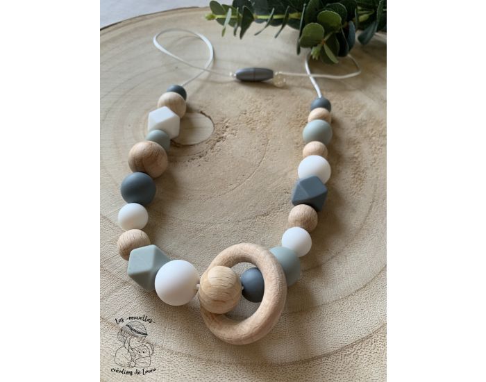 MAWEN MATERNE Collier d'Allaitement, de Dentition Bois et Silicone - Grey & Wood  (5)