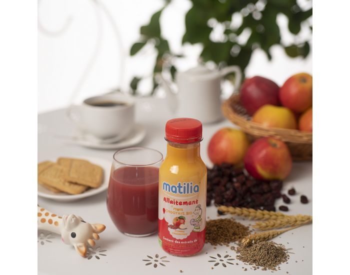 MATILIA Pack 12 Smoothies Allaitement BIO - Pomme Cranberry - 12x250ml (1)