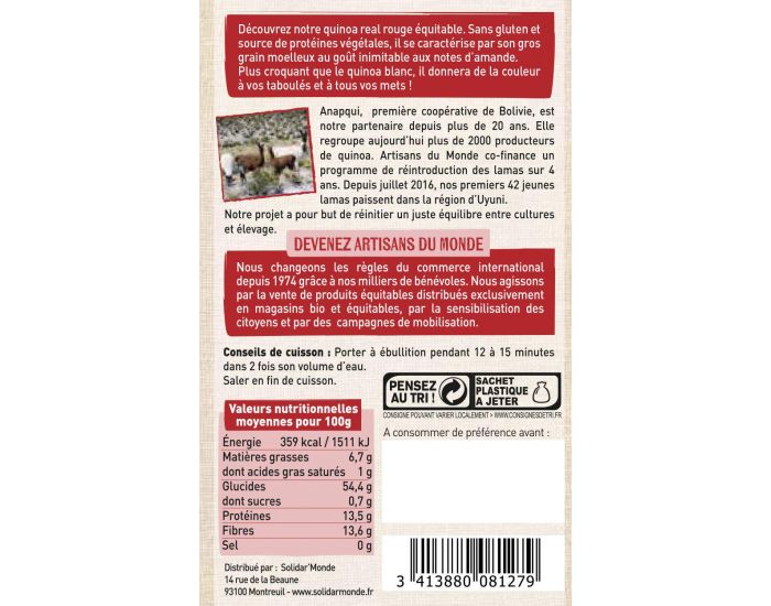 ARTISANS DU MONDE Quinoa Rouge Equitable et Bio - 500gr (1)