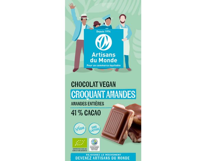 ARTISANS DU MONDE Chocolat Bio Vegan Croquant Amandes - 100g (2)