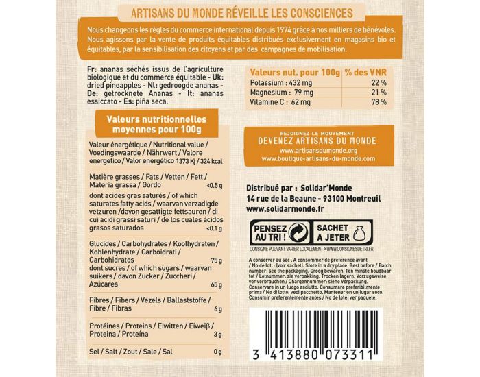 ARTISANS DU MONDE Ananas Bio S�ch�s - 100g (1)