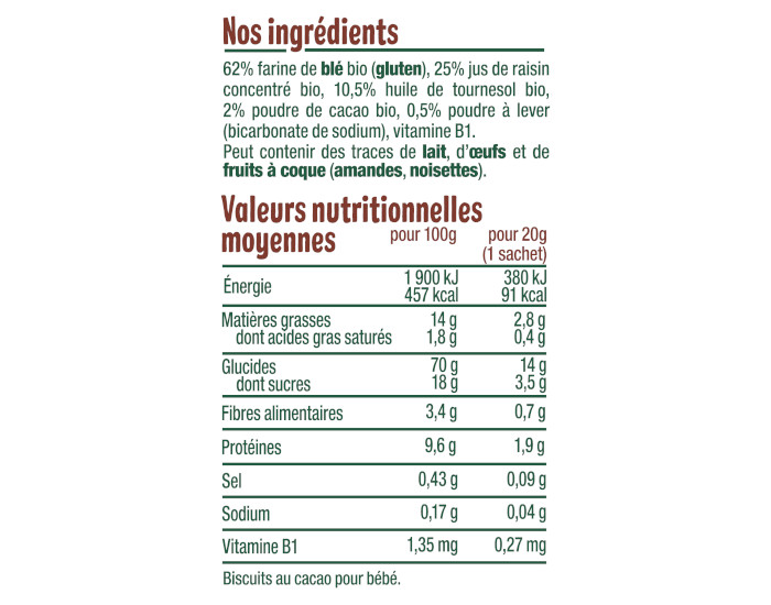 GOOD GOUT Biscuits Tout Ronds Cacao - 80g - Ds 10 mois (3)
